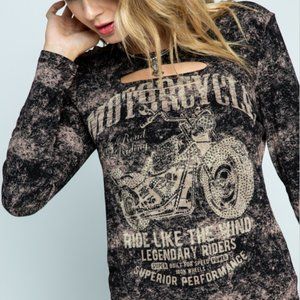 Tie Die Splat Summer Biker Graphic Tee Made In US